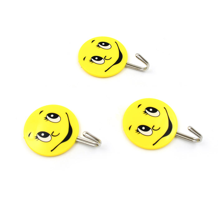 1702 3Pcs Self Adhesive Multipurpose Smiley Hooks For home Use