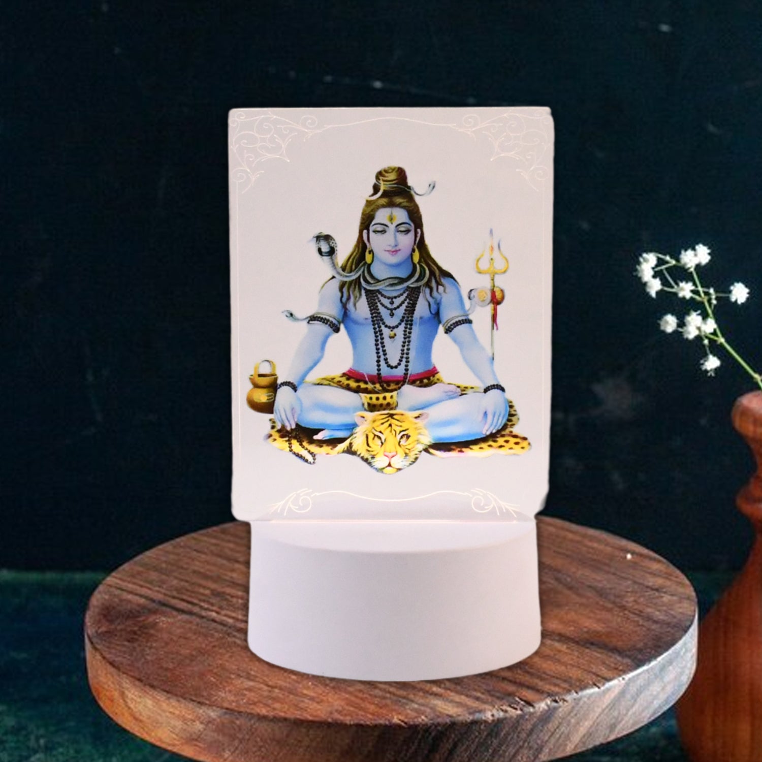 Beautiful 3D Lord Shiva Frame with Soft White Light (1 Pc)