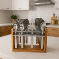Stainless Steel Cutlery Set – Durable 24-Piece with Wooden Stand
