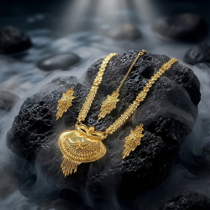 Royal Heritage Gold-Plated Bridal Necklace Set for Weddings