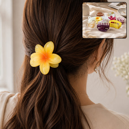 Plastic Stylish Flower Hair Clip Claw Clutcher Mix Design (1 Pc)