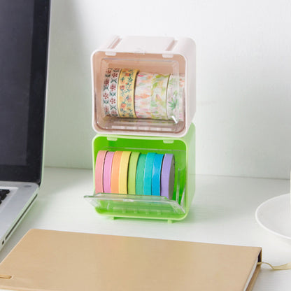 Durable Transparent Tape Storage Box – Plastic Office Organizer