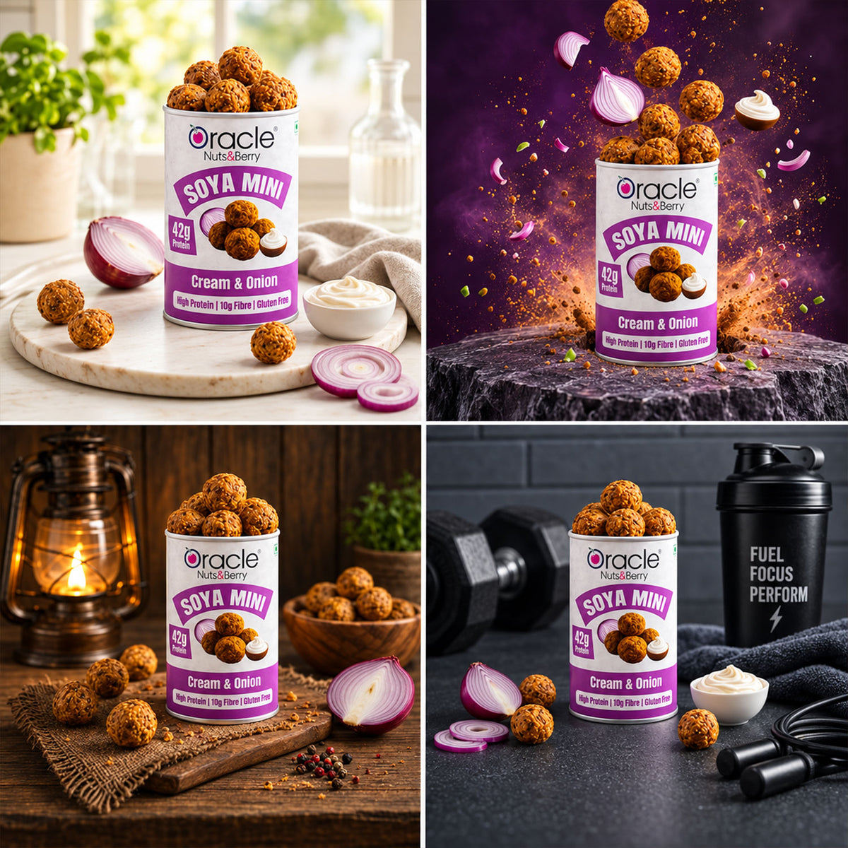 Cream and Onion Soya Mini Premium High Protein Roasted Crunchy Soya Bites (120g)