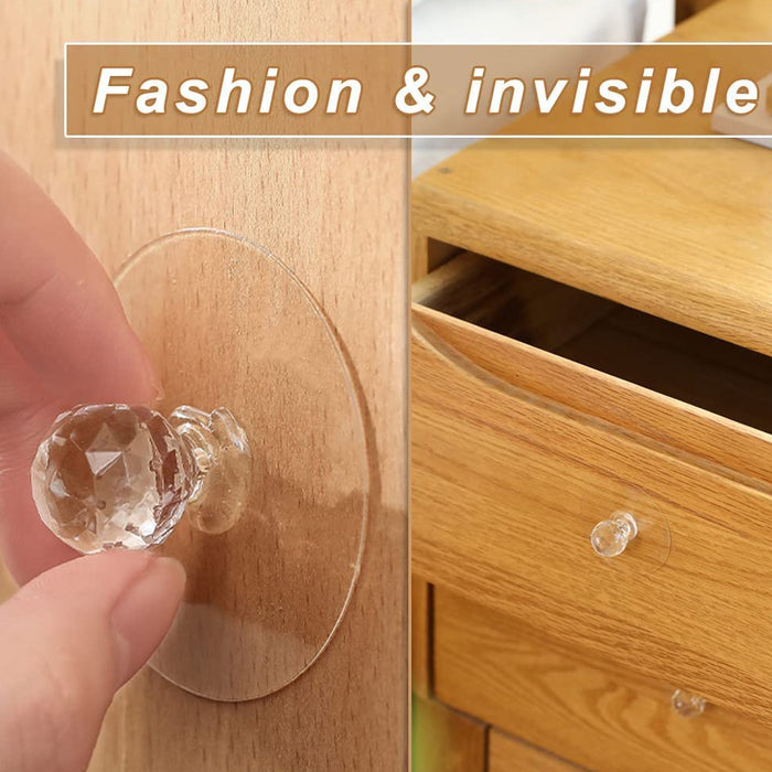 Clear Cabinet Drawer Knobs / Hook, Diamond Crystal Shaped Pulls Handles for Wardrobe, Kitchen, Cupboard, Bathroom Dresser, Furniture Door Window (1 Pc)