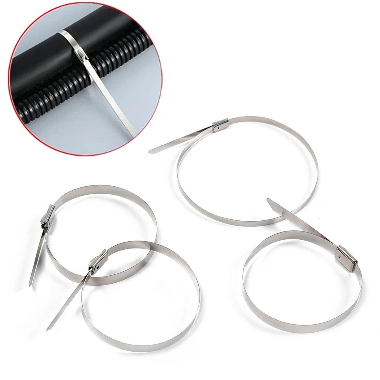 Stainless Steel Cable TIE Used for Solar, Industrial and Home Improvement Multipurpose HIGH Strength, Self-Locking Zip Ties, Multi-purpose Tie, Portable Rustproof 100Pcs Wide Application Zip Tie Set for Building (4.6x100MM /  100 pcs Set)