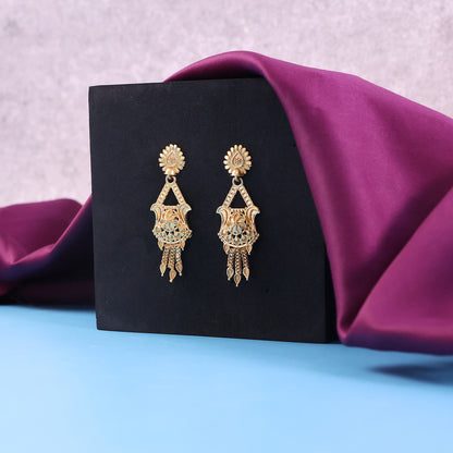 Elegant Gold-Plated Mangalsutra Necklace Set with Traditional Intricate Detailing