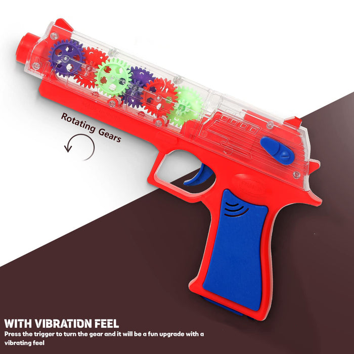 Plastic Gear Simulation Toy Gun for Kids, Pretend Play Gun Toys with 3D Flashing Lights and Exciting Music, Electric Laser Toy Guns with Rotating Gear Mechanism, Toy for Birthday Gift for Kids 3+ Years (Pack of 1)