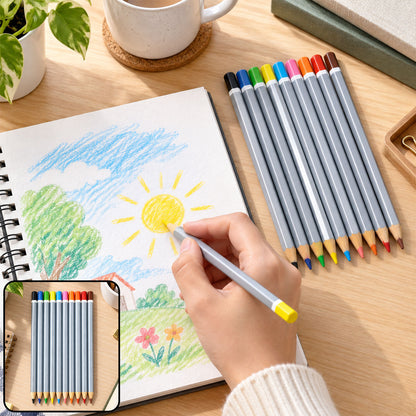 Wooden Colour Pencil Set with Sharpened Tips for Drawing and School Art Projects