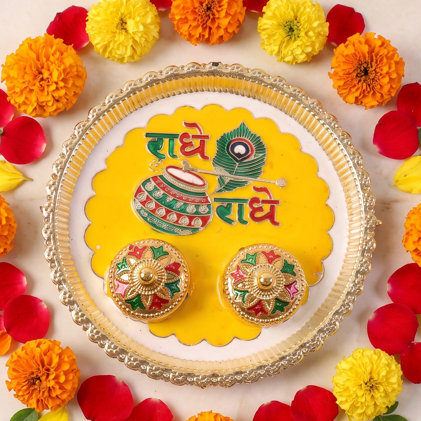 Traditional Kumkum Pooja Thali Set for Puja Rituals and Festivals (1 Pc)