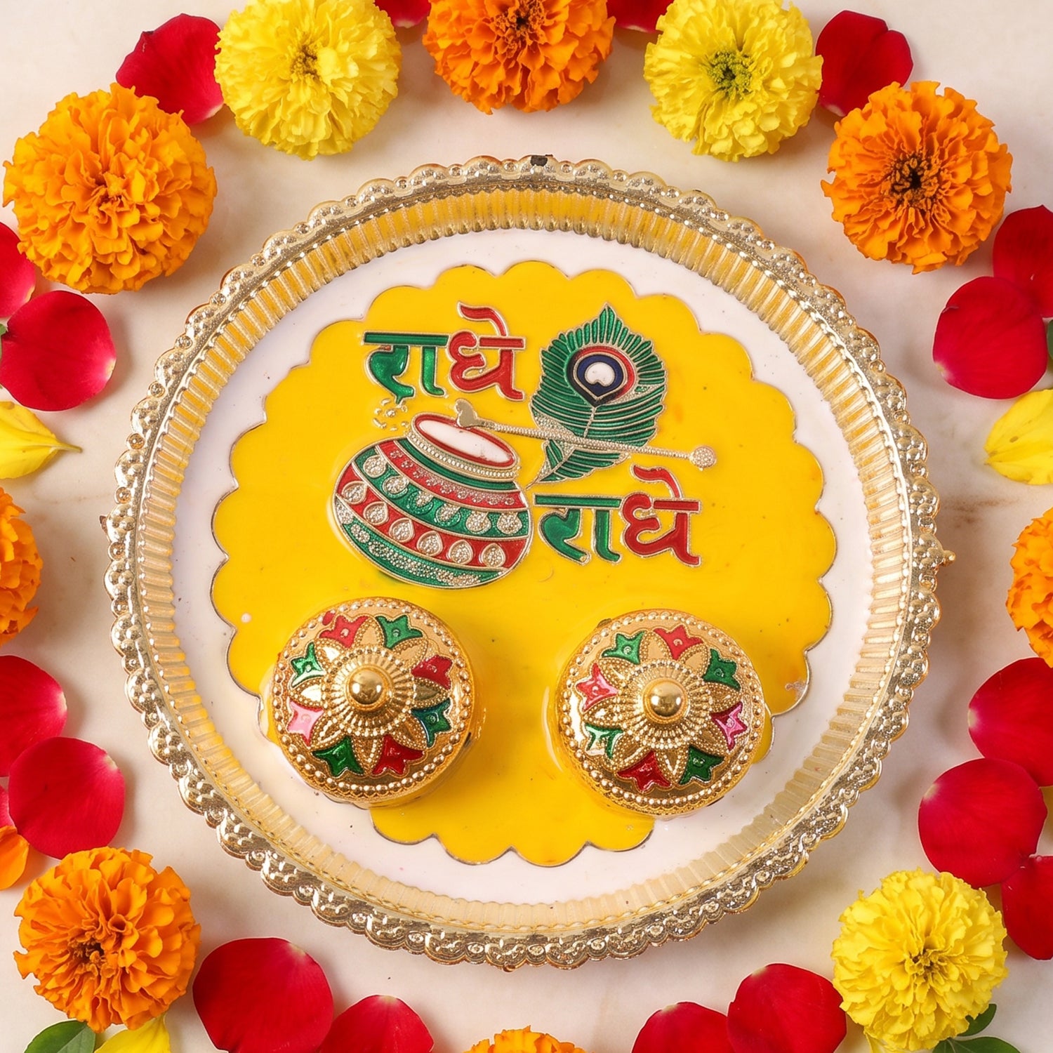 Traditional Kumkum Pooja Thali Set for Puja Rituals and Festivals (1 Pc)
