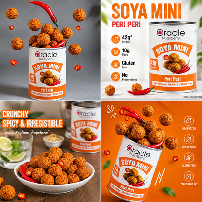 Peri Peri Soya Mini Premium High Protein Spicy Roasted Crunchy Soya Bites (120g)