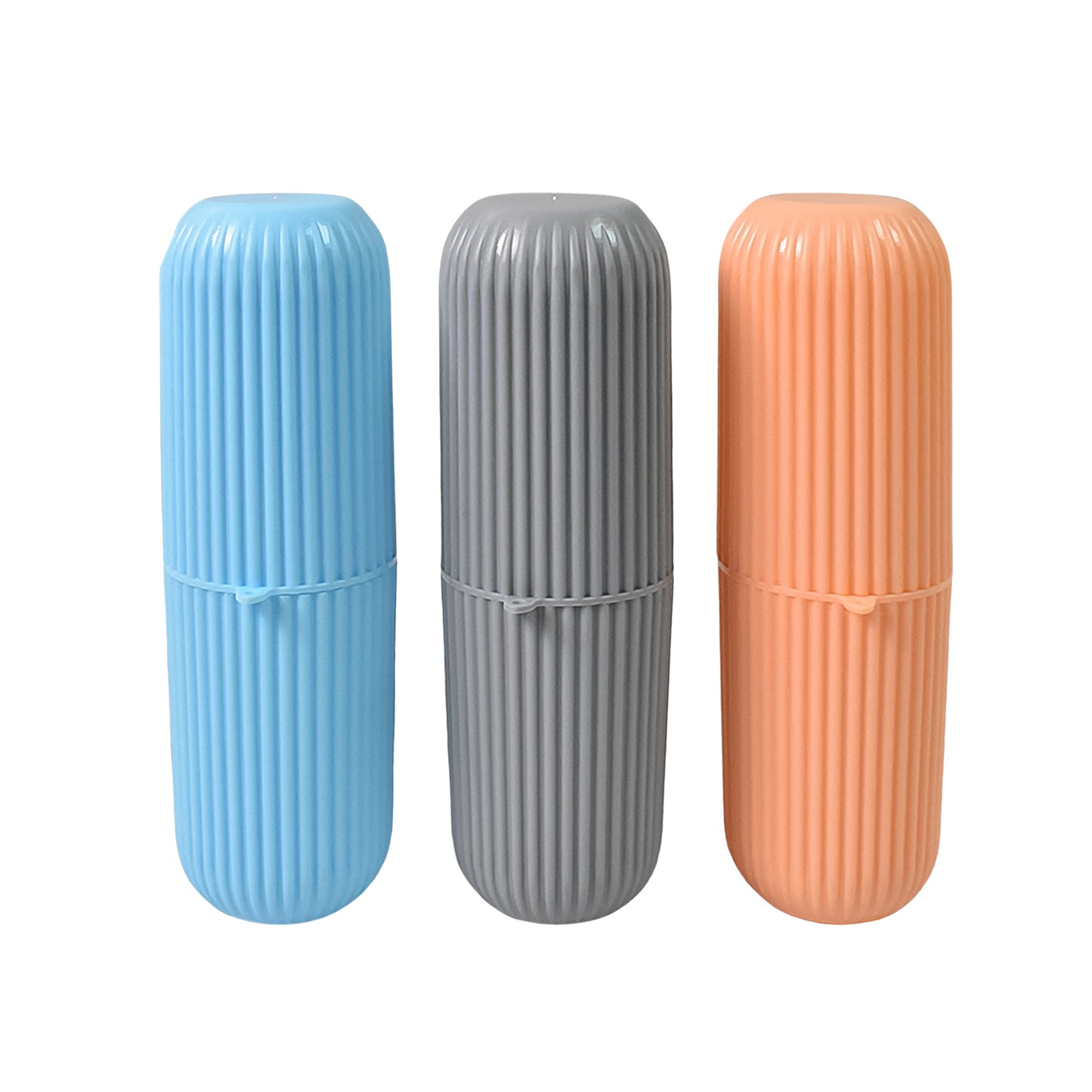 Capsule Shape Travel Toothbrush Toothpaste Case Holder (Multicolor / 3 Pcs Set)