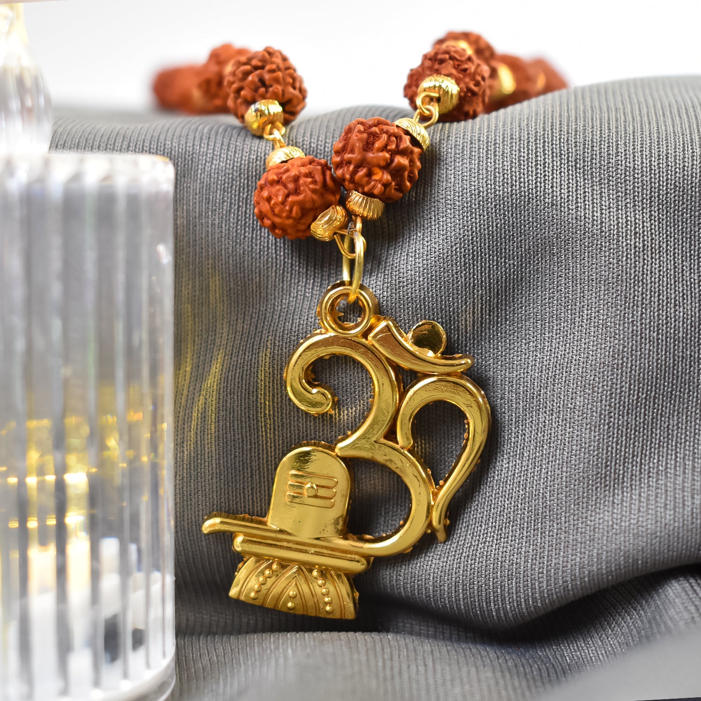 Om Pendant with Rudraksha and Shivling: Divine Protection and Blessings