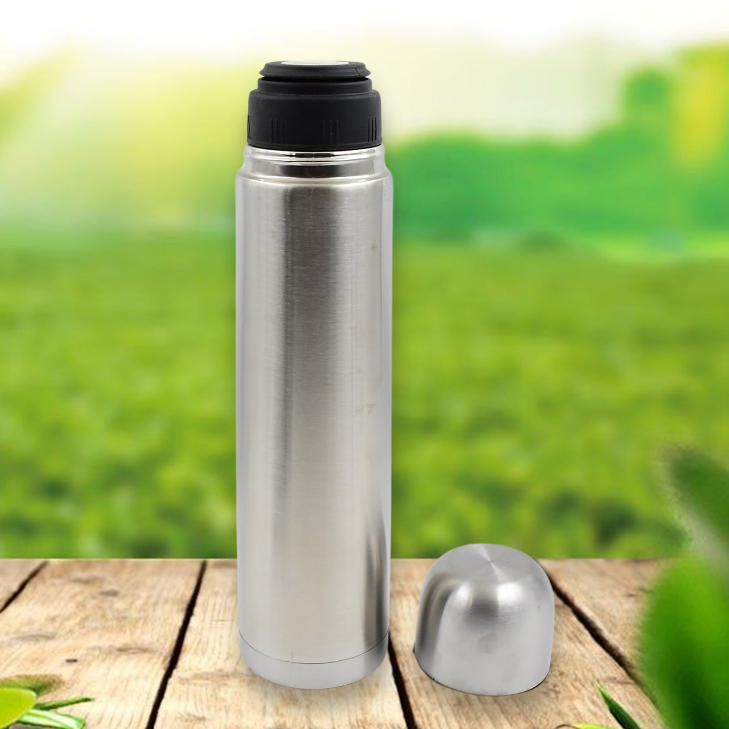 Vacuum Flask Without Cover, 18/8 Stainless Steel | Hot and Cold Water Bottle with Push-Down Lid | Double Walled Stainless Steel Bottle for Travel, Home, Office, School, Picnic (750 ML / Without Cover)