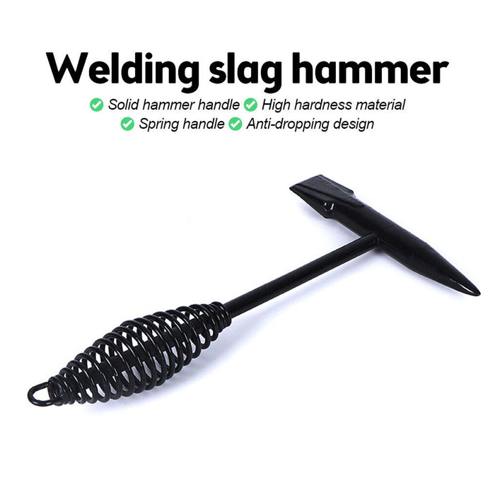 0482 Welding Slag Removal Tool Chipping Hammer with Coil Spring Handle, Mufti Functional for Cleaning Removing Slag Industrial Weld Slag Spatter Removal Tool Welding Hammer, for Machinery Electrician (1 Pc )