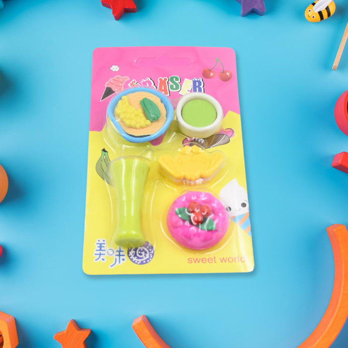 18033 3D Mix Design Fancy & Stylish Colorful Erasers, Mini Eraser Creative Cute Novelty Eraser for Children Different Designs Eraser Set for Return Gift, Birthday Party, School Prize (1 Set)