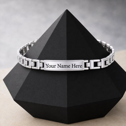 Customized Name Engraved Silver Plate Link Chain Bracelet (1 Pc)