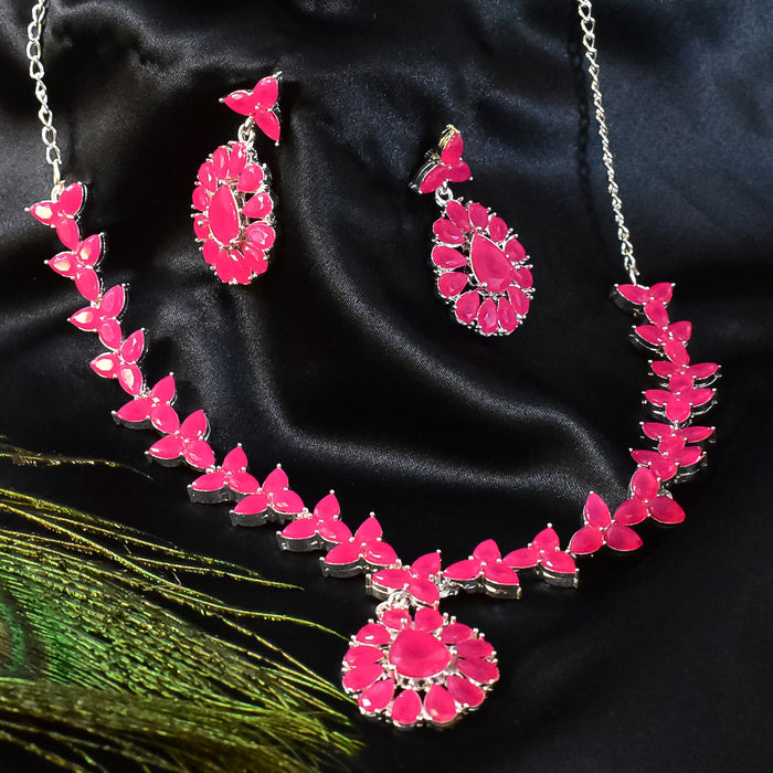 Pink Diamond Necklace with Earring Set