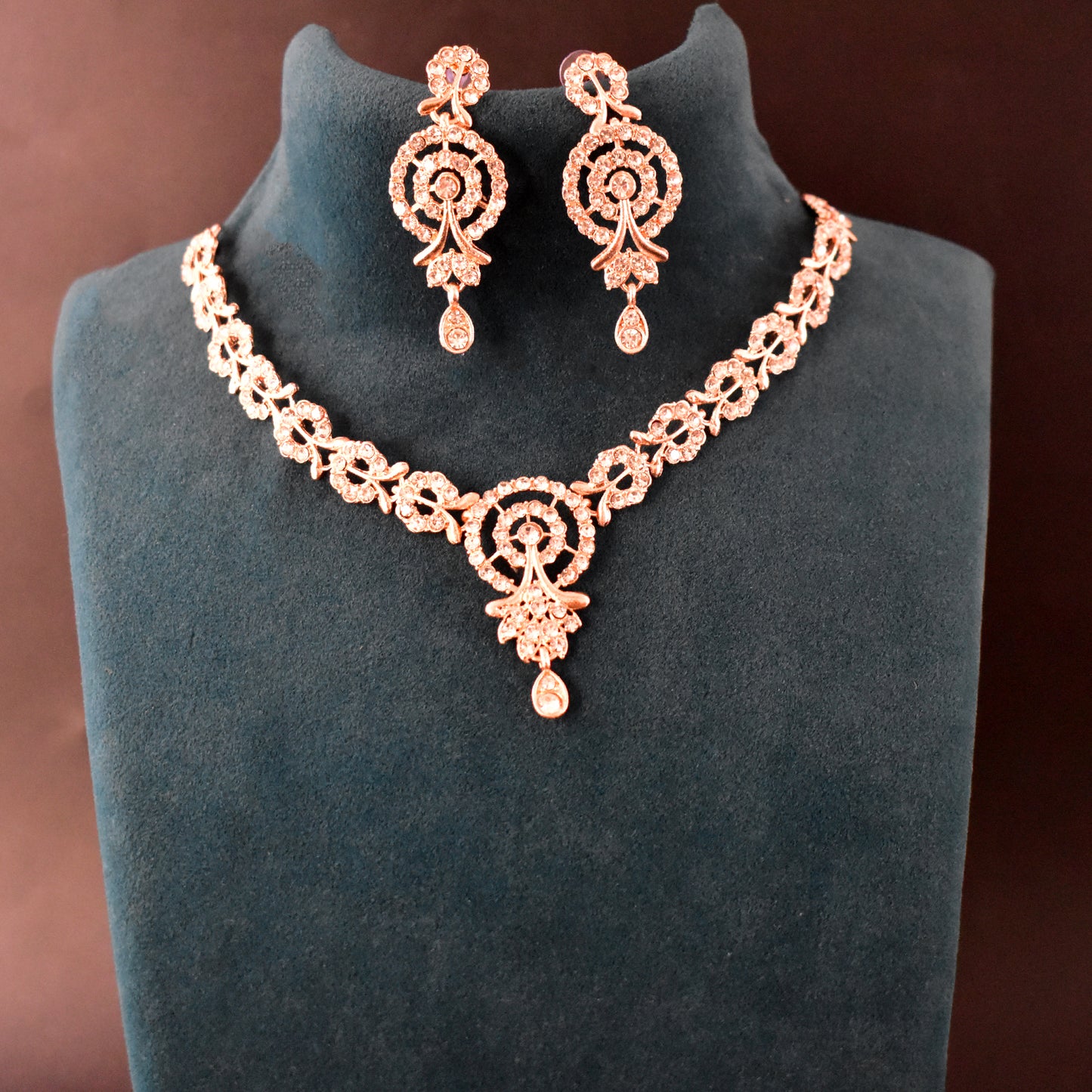 White Diamond Necklace with Earring Set