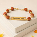 Customized Rudraksha Bracelet Golden Plate Engraved Name (1 Pc)
