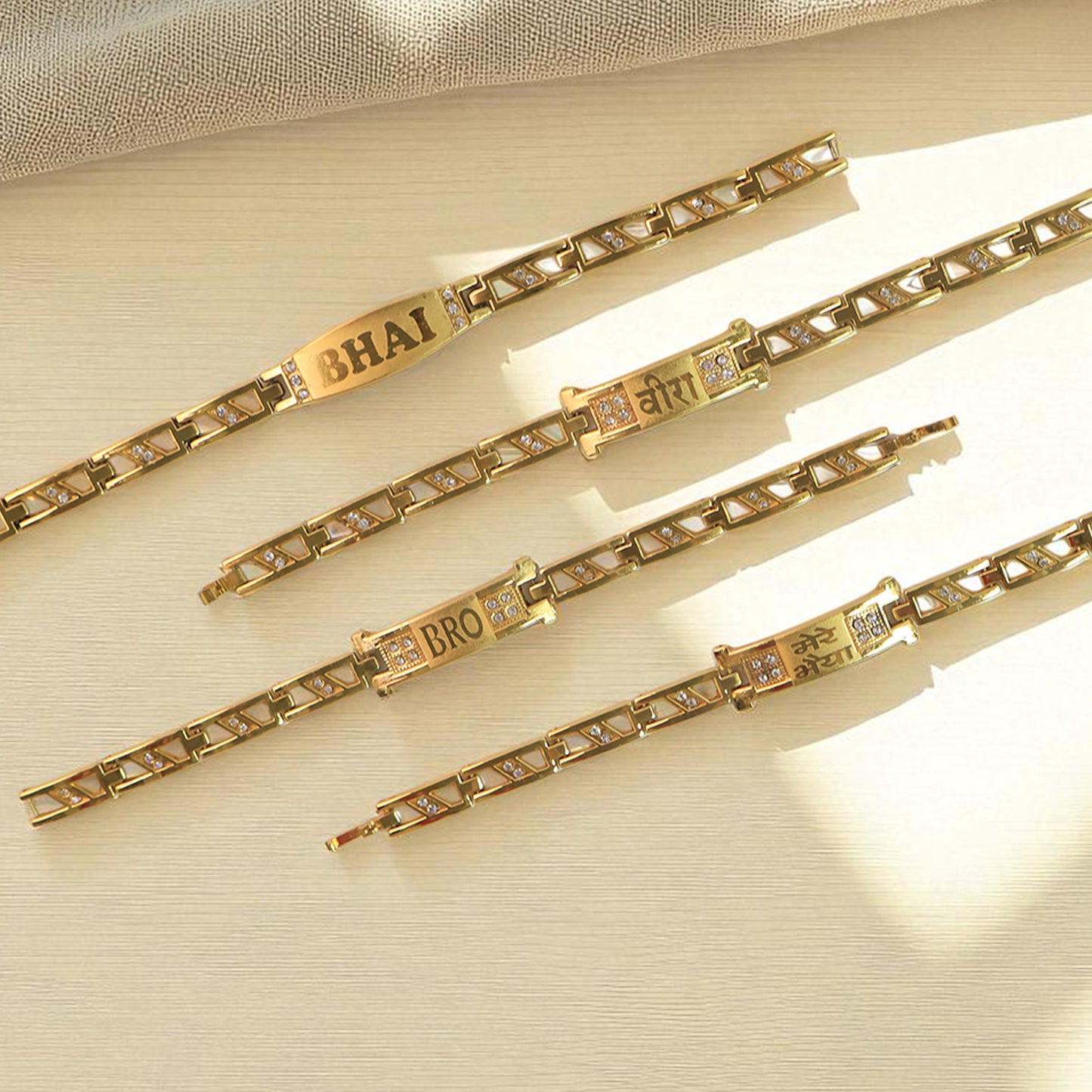 Metal Rakhi Bracelet for Brother Chain Rakhi With Wording (Mix Design /1 Pc)