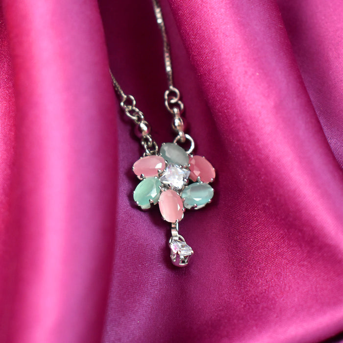 Delicate Silver Plated Floral Chain Necklace