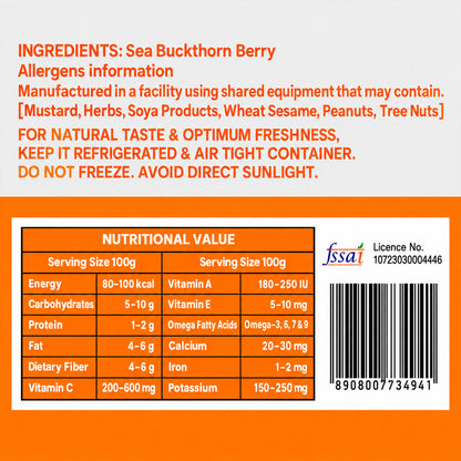 Sea Buckthorn Berries Premium Natural Dried Superfood Rich in Pure Goodness (100g)