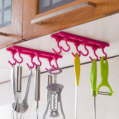 Multi-Purpose Hanging Organizer – 6 Durable Pink Hooks