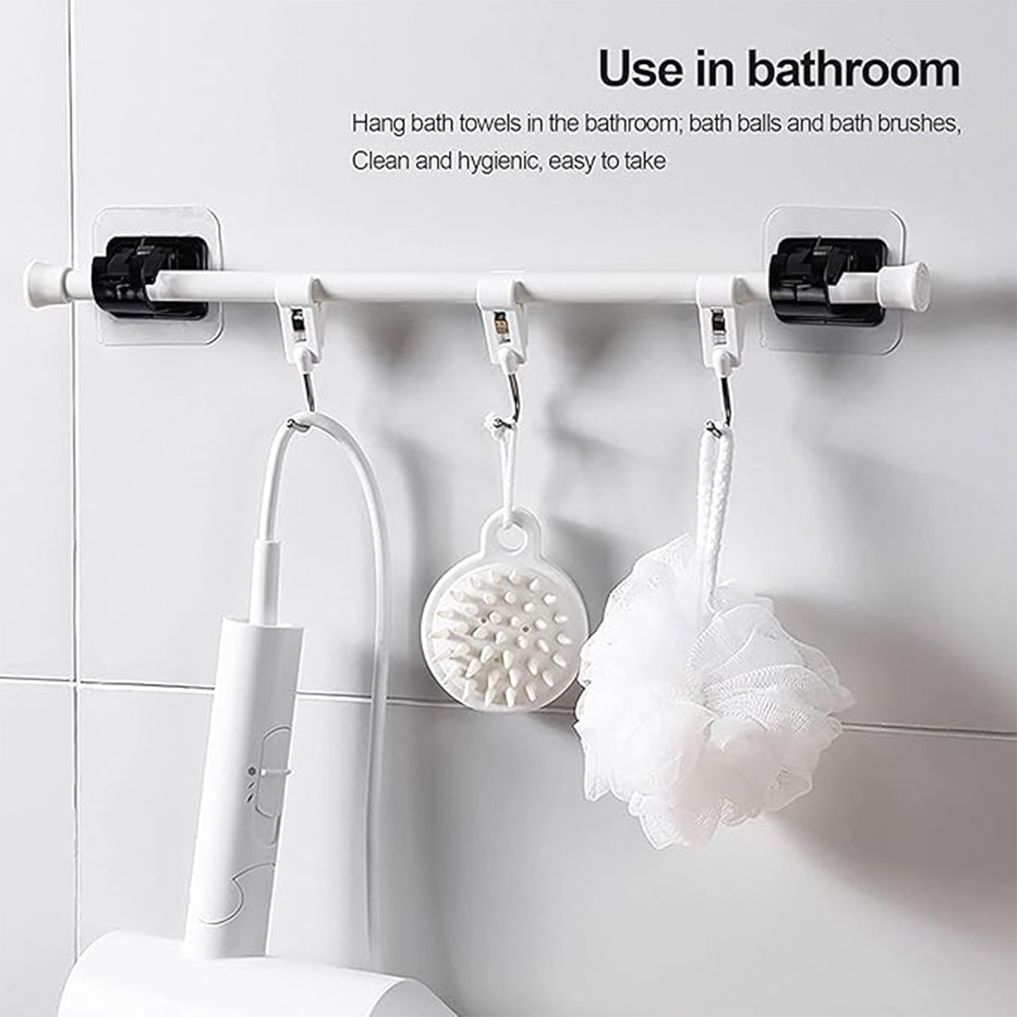 Heavy-Duty Wall-Mount Clip with Transparent Adhesive Base (2 Pc)