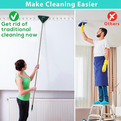 2-in-1 Extendable Triangle Mop – Retractable, 360° Rotating, Telescopic & Reusable Mop Heads (1 Pc)