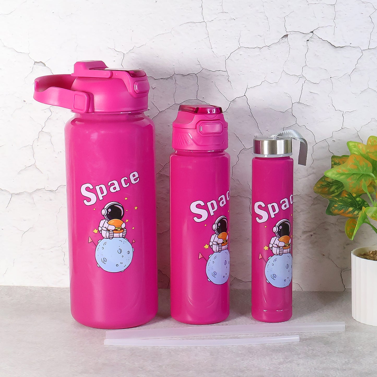 Space Theme Printed Water Bottles – 2000ML, 900ML & 300ML Approx- (Set)