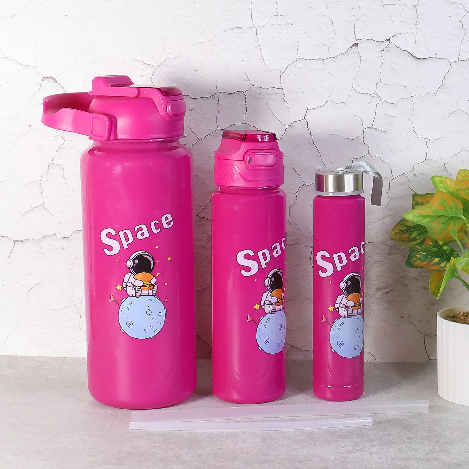 Space Theme Printed Water Bottles – 2000ML, 900ML & 300ML Approx- (Set)