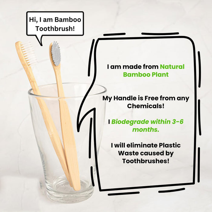 Bamboo Wooden Toothbrush Soft Toothbrush Wooden Child Bamboo Biodegradable Toothbrush, Manual Toothbrush for Adult, Kids (15 pcs set / With Round Box)