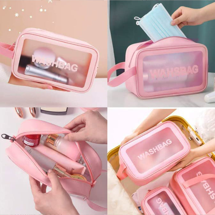 12682 Cosmetic Pouch, Make up Bag for Home & Travel, Toiletry Bag for Cosmetics, Brushes, Accessories Set of 3 Small, Medium & Big - Wash Bag