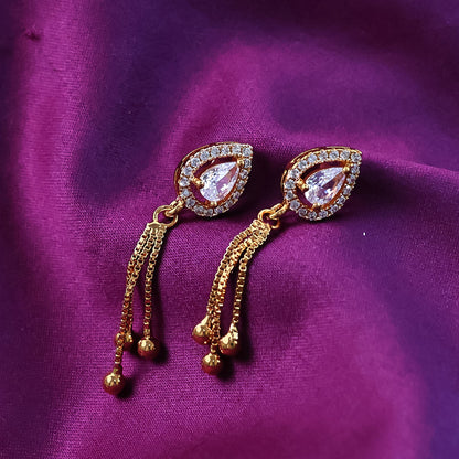 Stylish Teardrop CZ Stone Dangle Earrings for Women