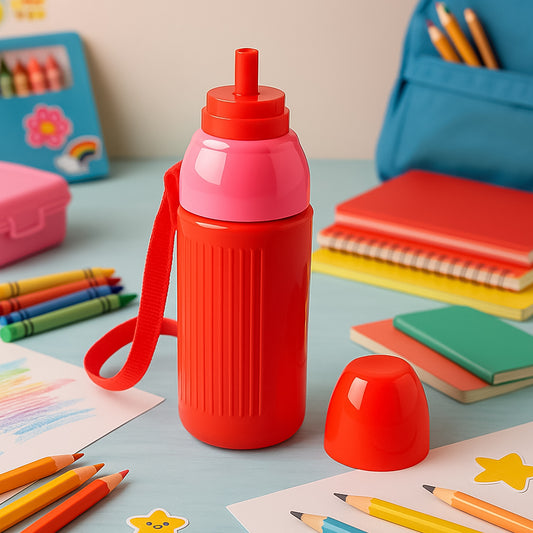 500ml Insulated Sports Water Bottle with Dori & Straw: Leakproof, BPA-Free, Kids