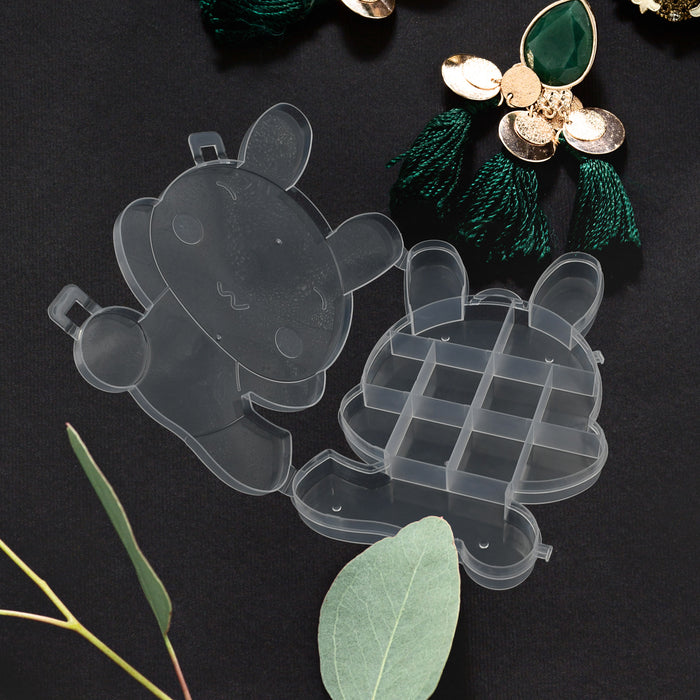6557 Transparent Cartoon Bear Clear Plastic Storage Box Jewelry Organizer Holder Cabinets For Small objects (1 Pc Mix Color)