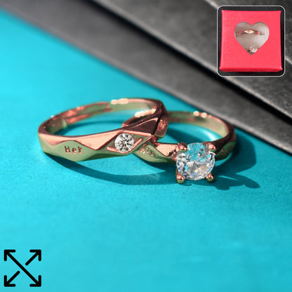 Royal Diamond Ring Set – King & Queen Prints for Him and Her