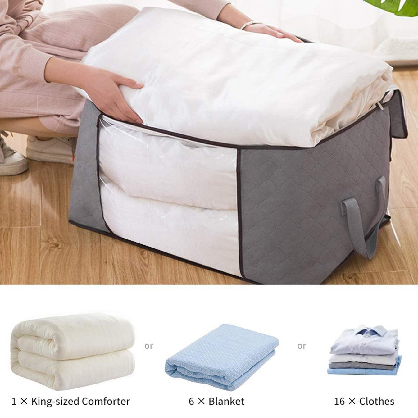 Travel Storage Bag for Clothes & Essentials | Multipurpose Clothes Organizer with Zipper, Lightweight Foldable Travel Organizer Bag for Luggage, Toiletries, Accessories, Home & Travel, Grey (Size: 35x25x10*cm) - Grey - Image 6