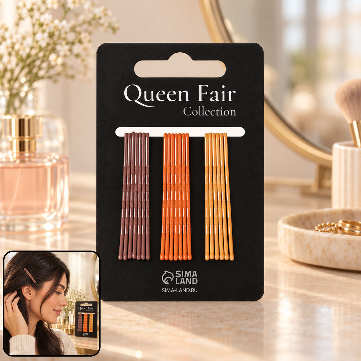 Earth Tone Metal Bobby Pins Set in Brown Orange and Mustard (20 Pc)
