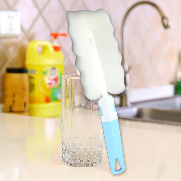 8857 Sponge Cleaning Brush Kitchen Tool Bottle Soft Brush for Dishes| Cleaning Brush Cleaner with Plastic Long Handle, Soft Dish Washing Foam Cleaning Brushes For Cups Mugs Kettles Wine Glasses and Baby Bottles (1 Pc)