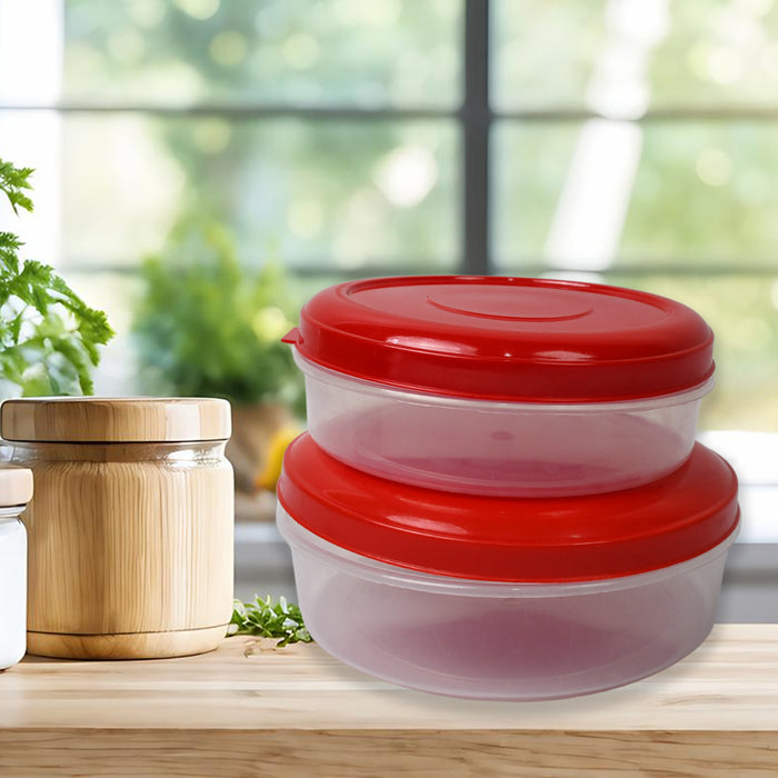 Round Plastic Big & Small Storage Container Box (PACK OF 2)