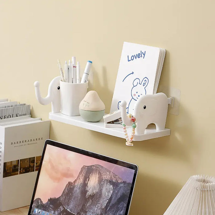 MULTIFUNCTIONAL ELEPHANT SHAPED STORAGE SHELF, NO PUNCHING WALL MOUNTE ...