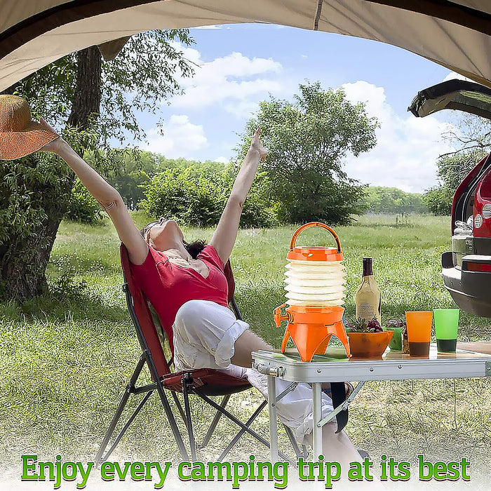 8241 Plastic Collapsible Beverages Container with Tap Cold Drink Dispenser Folding Water Storage Water Jug Tank for Home and Outdoor Party Traveling Picnic (3.5 Litter/ Multicolor)