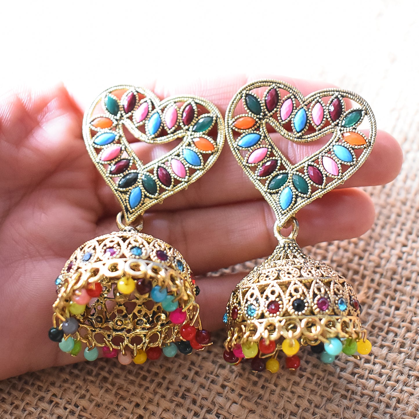 Heart-Shaped Jumka Earrings