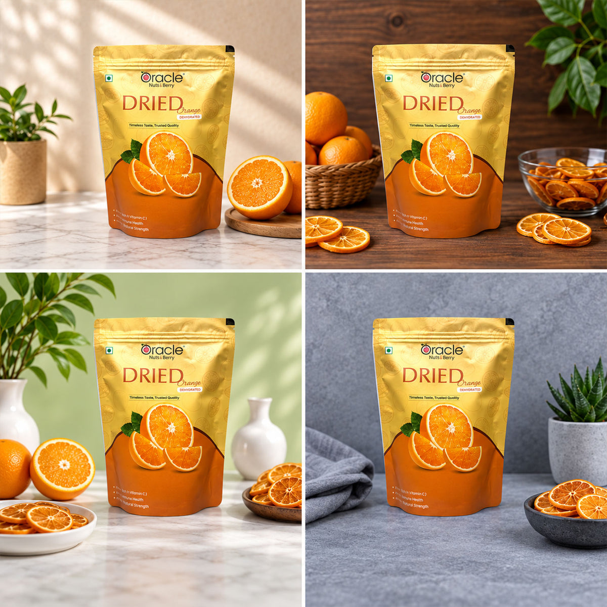 Dried Orange Slices Premium Tangy Dehydrated Fruit with Real Citrus Flavour (250g)