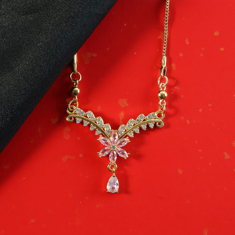 Elegant Gold-Plated Multicolor Stone Floral Pendant Necklace for Women