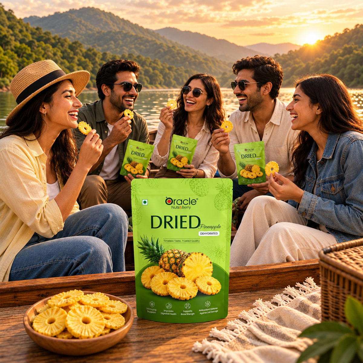 Dried Pineapple Slices Premium Sweet Dehydrated Tropical Fruit Snack Treat (250g)