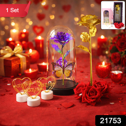 Artificial Golden Rose in gift set