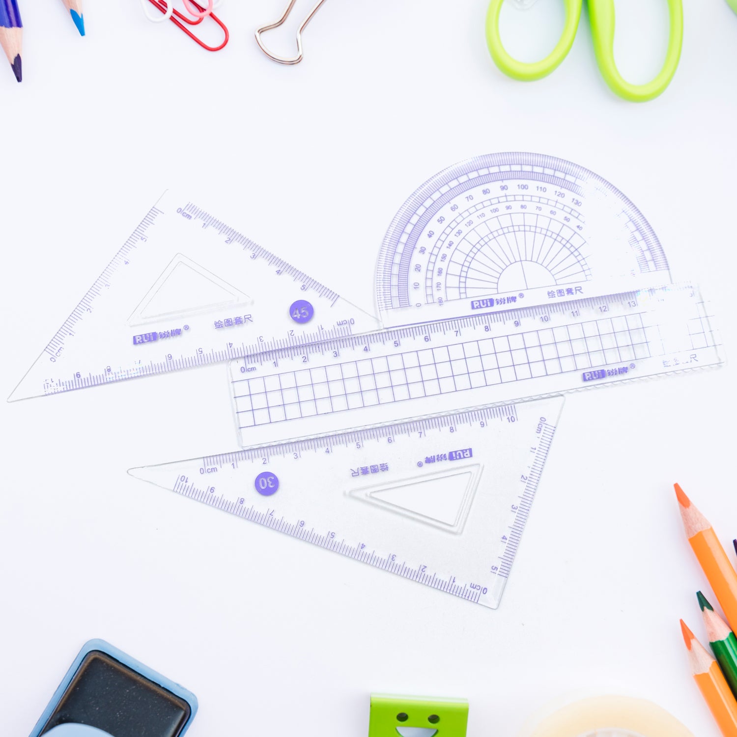 Buy Ruler Suit Stationery Set for School Office 4pc | DeoDap